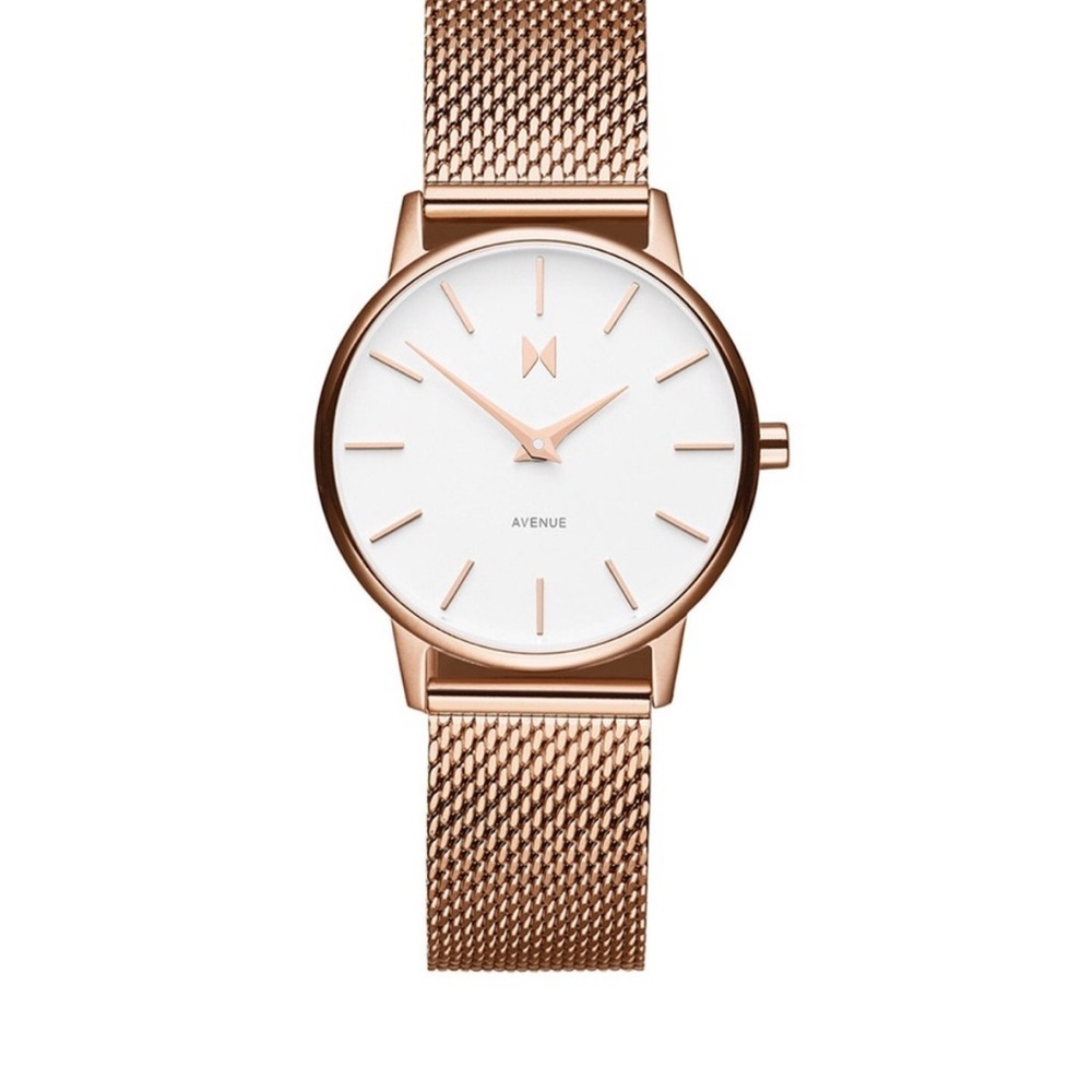 MVMT Gold and White Mesh Watch Elegant Accessories